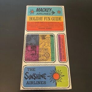 Vintage 1960s Mackey Airlines Holiday Fun Guide Brochure